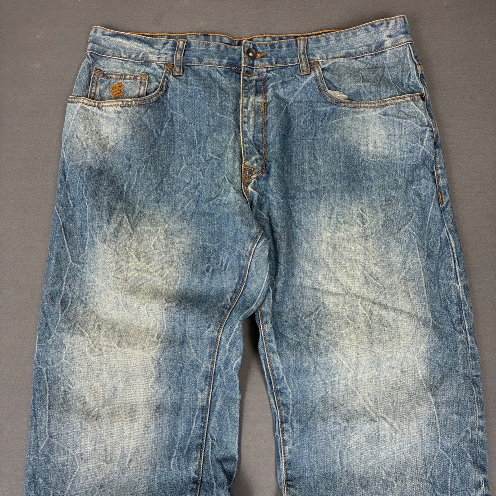 Rocawear Bleach Stone Wash Denim Jeans Men's Size 36x34 Classic Fit Y2K